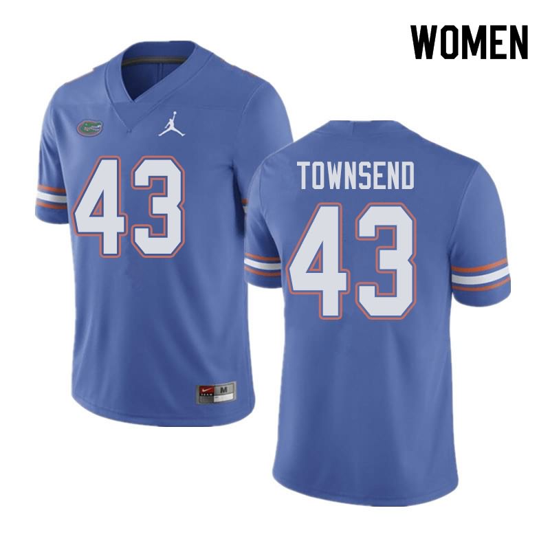 Women's NCAA Florida Gators Tommy Townsend #43 Stitched Authentic Jordan Brand Blue College Football Jersey RKJ5365YG